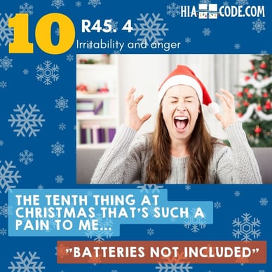 The 12 Pains of Christmas Day 10 R45.4 irritability and anger