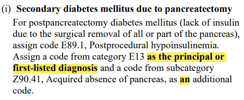 secondary diabetes mellitus due to pancreatectomy 2